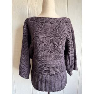 Italy Alpaca Wool Blend Cable Knit Sweater Size Large Chunky Boho Cozy